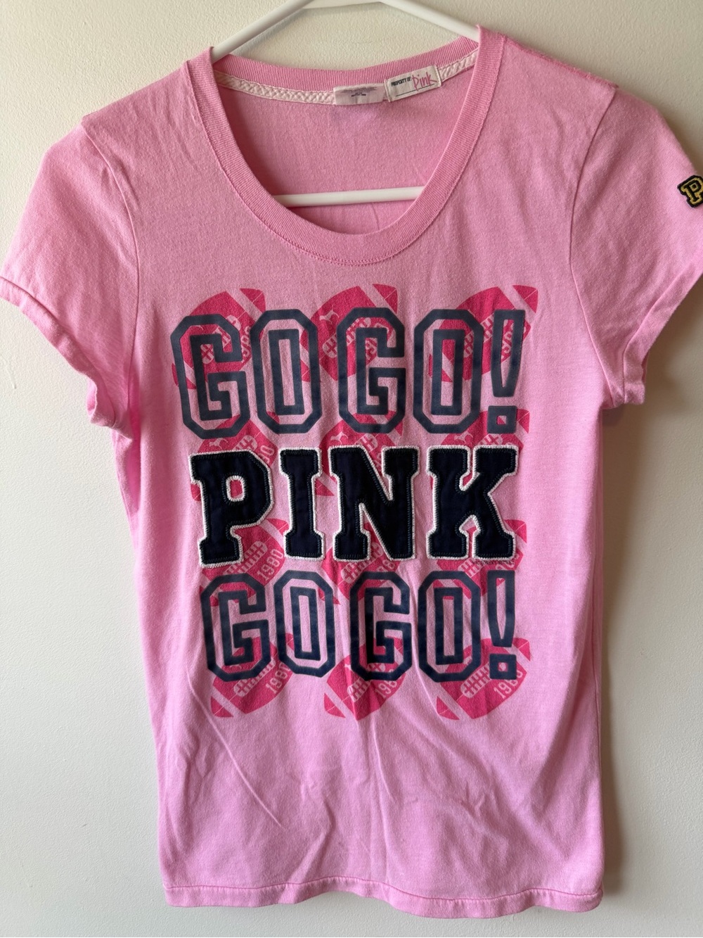 Victoria’s Secret Pink Y2K Go Go Pink Football Tee L